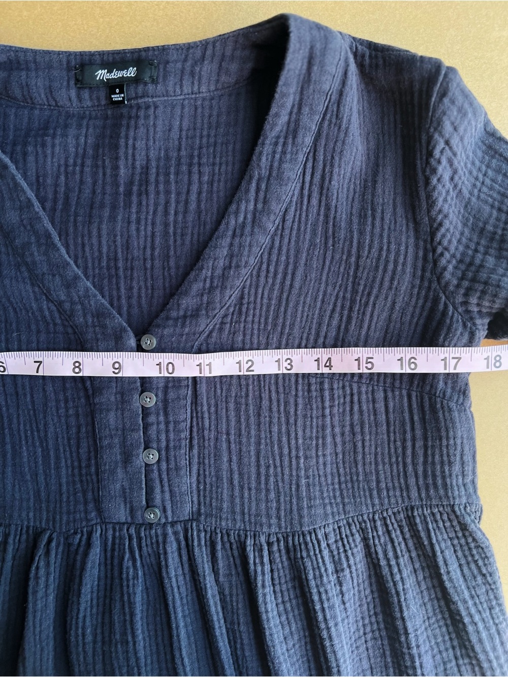 Madewell Navy Babydoll Cotton Double Gauze Tiered Mini Dress - Picture 6 of 7